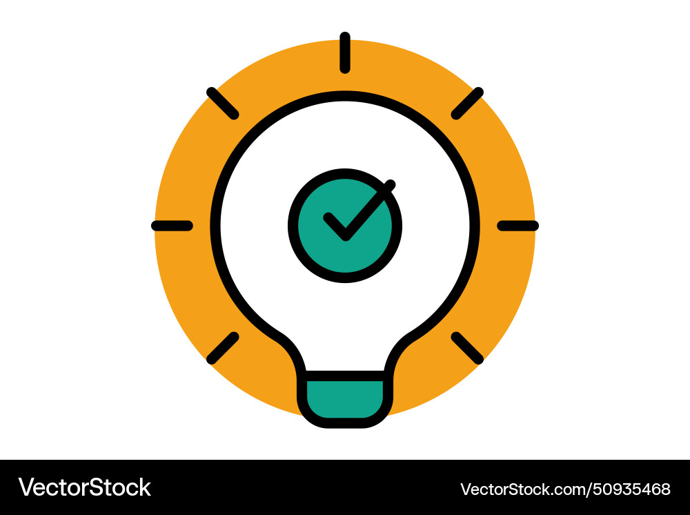 Solution icon light bulb with check mark Solution icon light bulb with check mark vector image