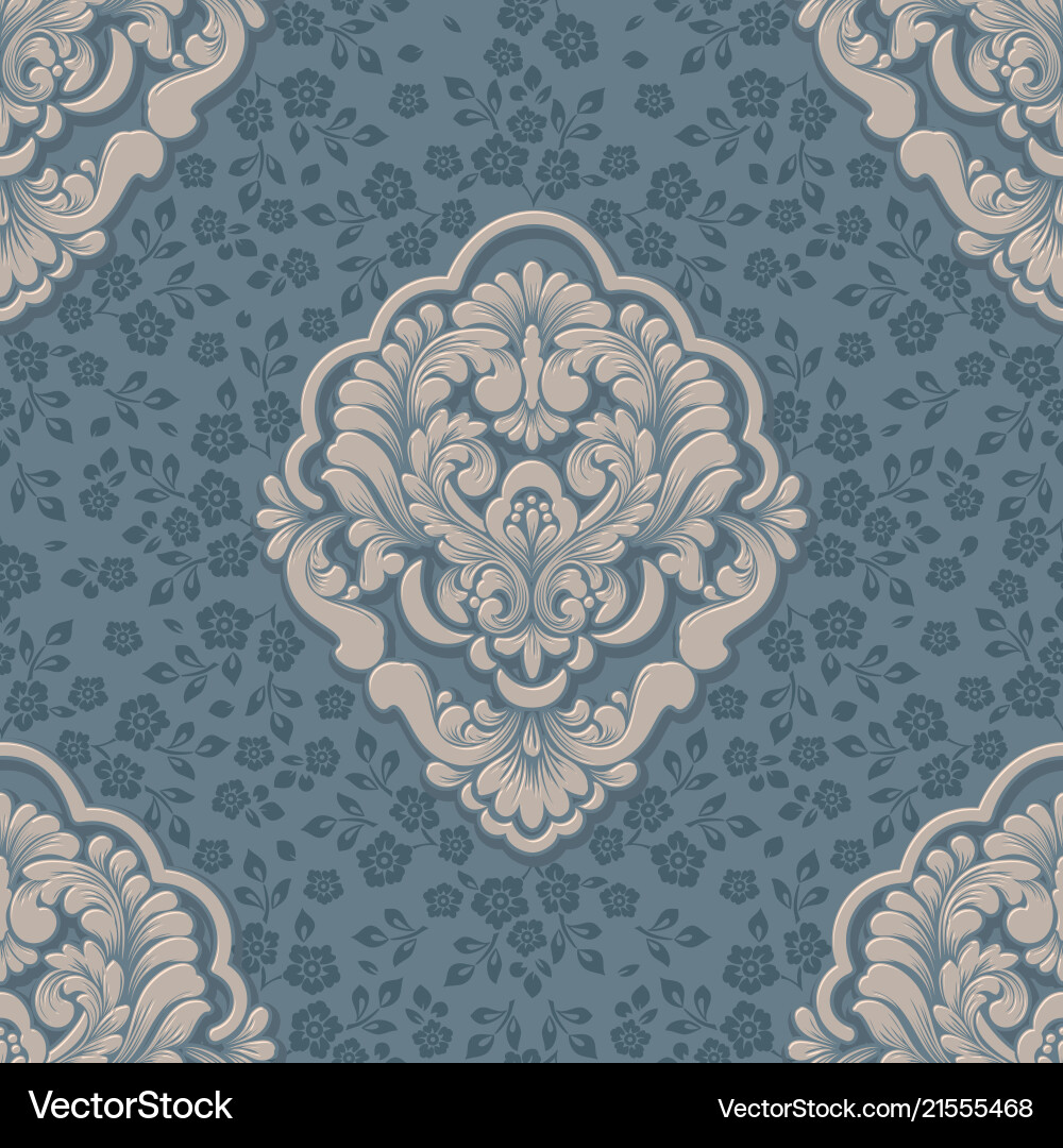 Volumetric damask seamless pattern element Vector Image