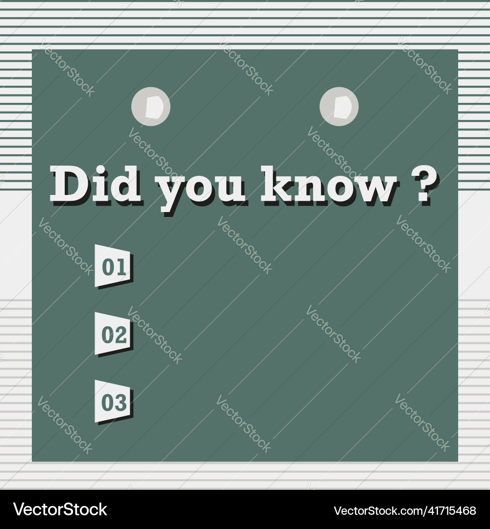 Writing note showing did you know card Writing note showing did you know card Vector Image