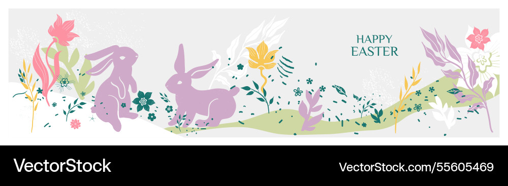Banner easter bunnies Royalty Free Vector Image