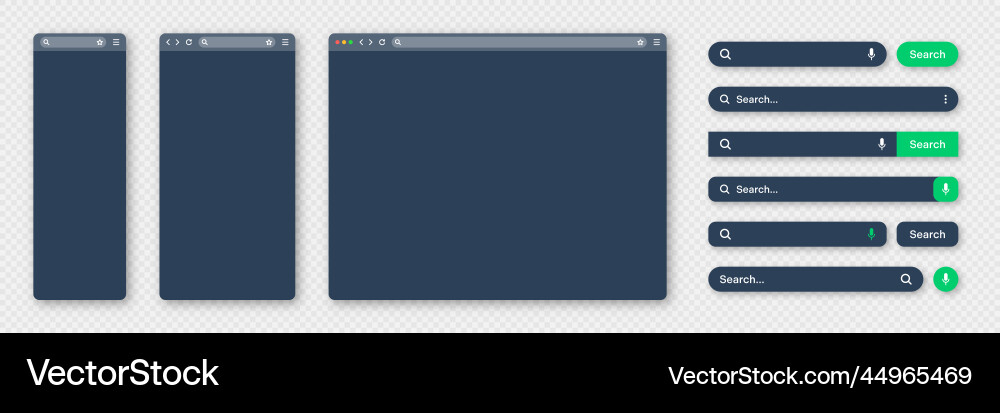 Blank internet browser window with various search Blank internet browser window with various search vector image