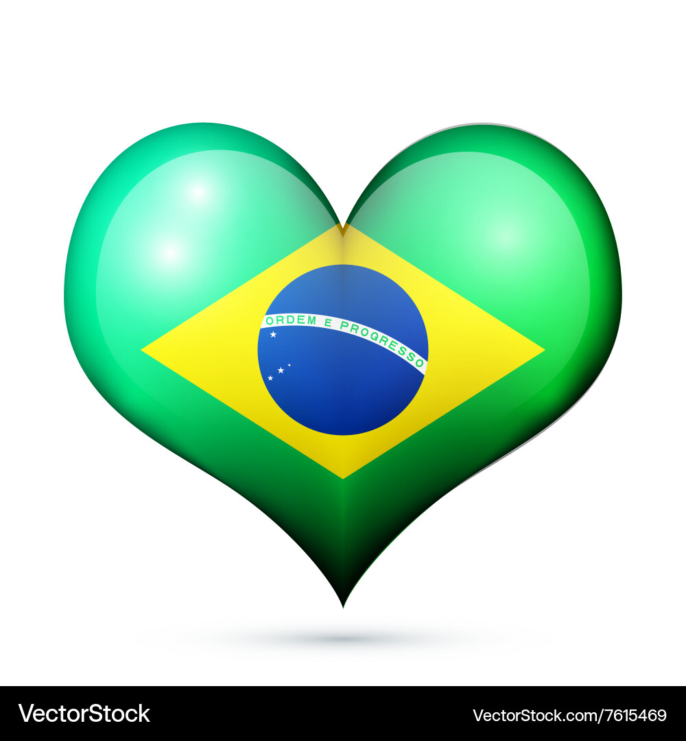 Brasilien Herz Flagge Symbol vektorbild