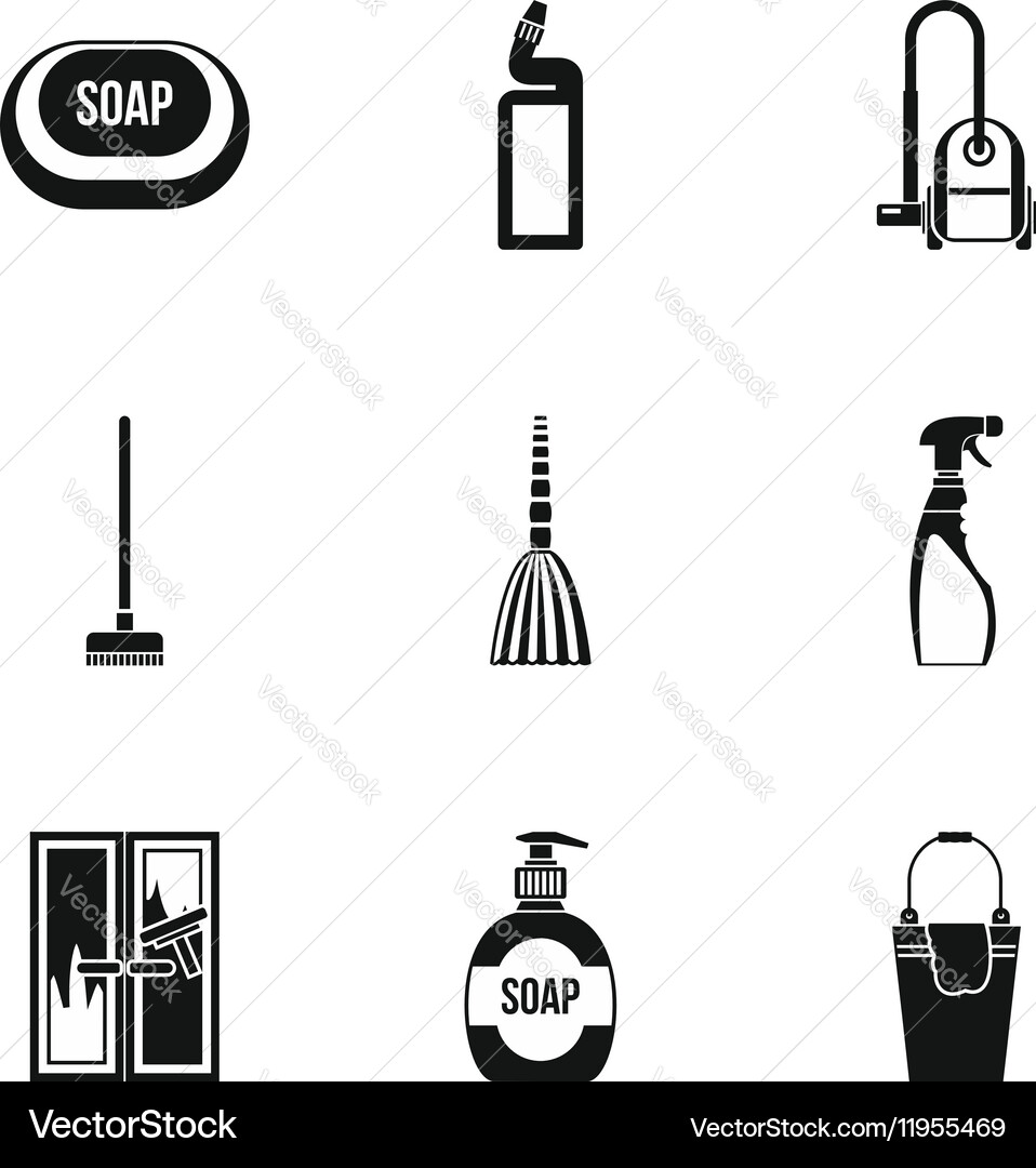Cleansing icons set simple style Vector Image