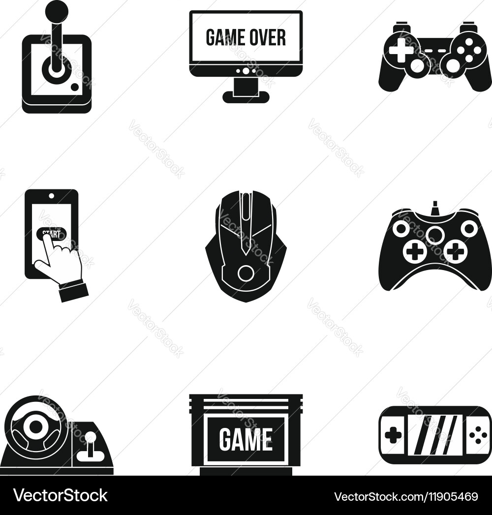 Computer games icons set simple style vector image