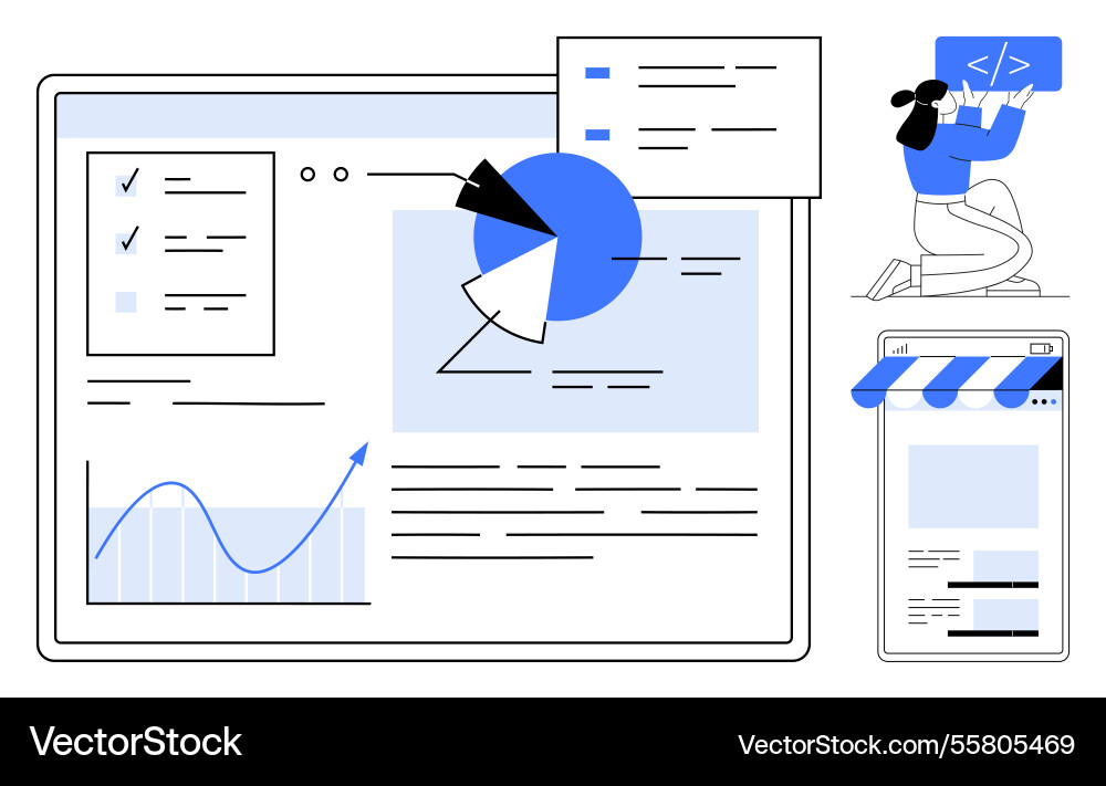 Data analysis dashboard with charts reports Data analysis dashboard with charts reports vector image