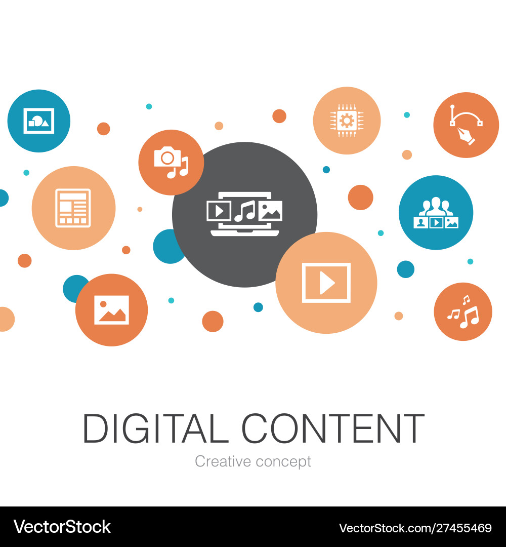 Digital Content trendy Kreisvorlage mit einfachem Vektorbild