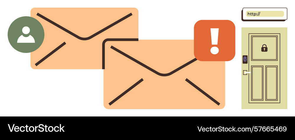 Email security warning messages with user avatar Email security warning messages with user avatar vector image
