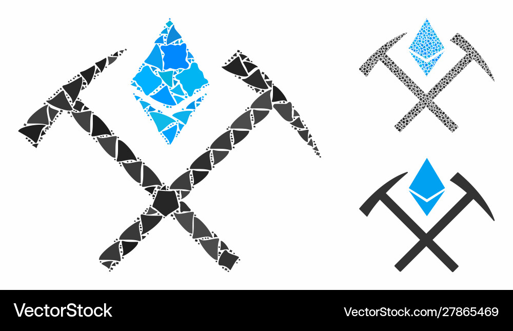 Ethereum mining hammers mosaic icon humpy items Ethereum mining hammers mosaic icon humpy items Vector Image