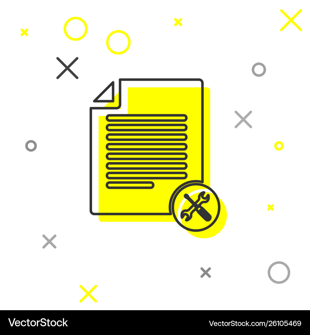 Grey line file document with screwdriver Grey line file document with screwdriver Vector Image