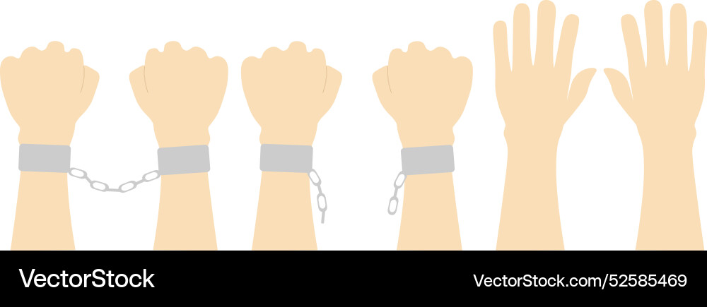 Hands with and without chains the concepts Vector Image