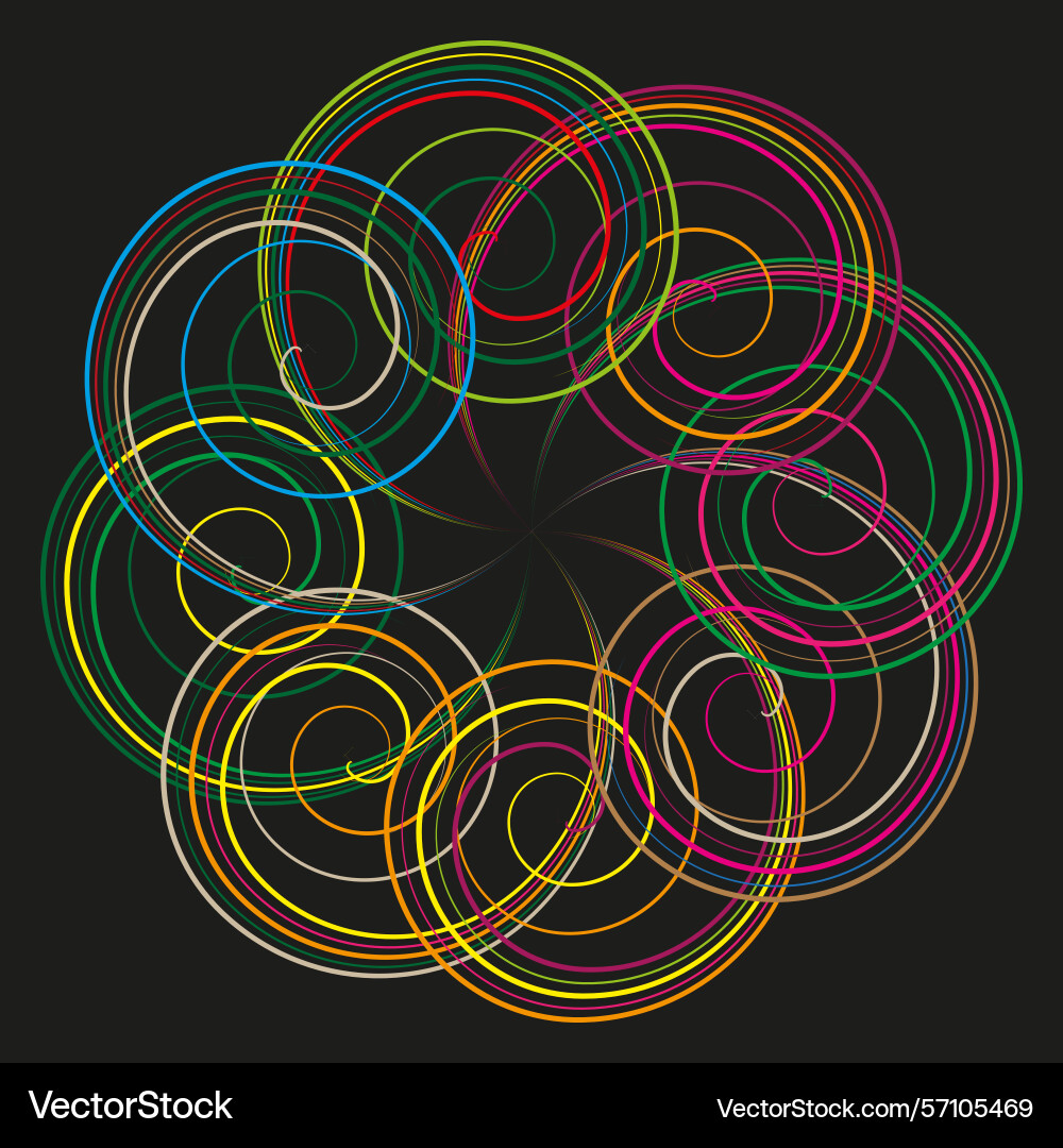 Neon loop shape colorful circular abstract swirl Neon loop shape colorful circular abstract swirl vector image
