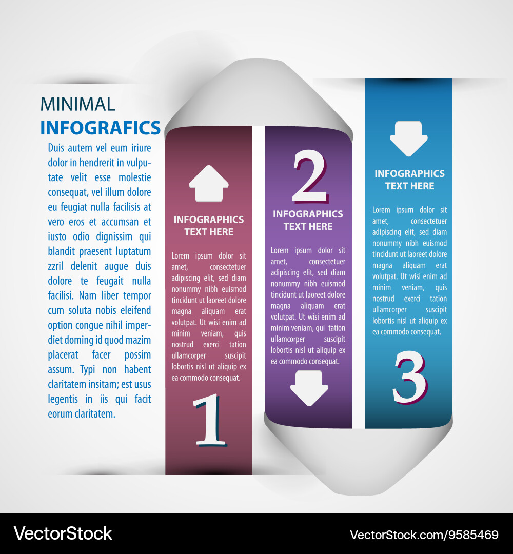 One two three - paper progress steps Vector Image