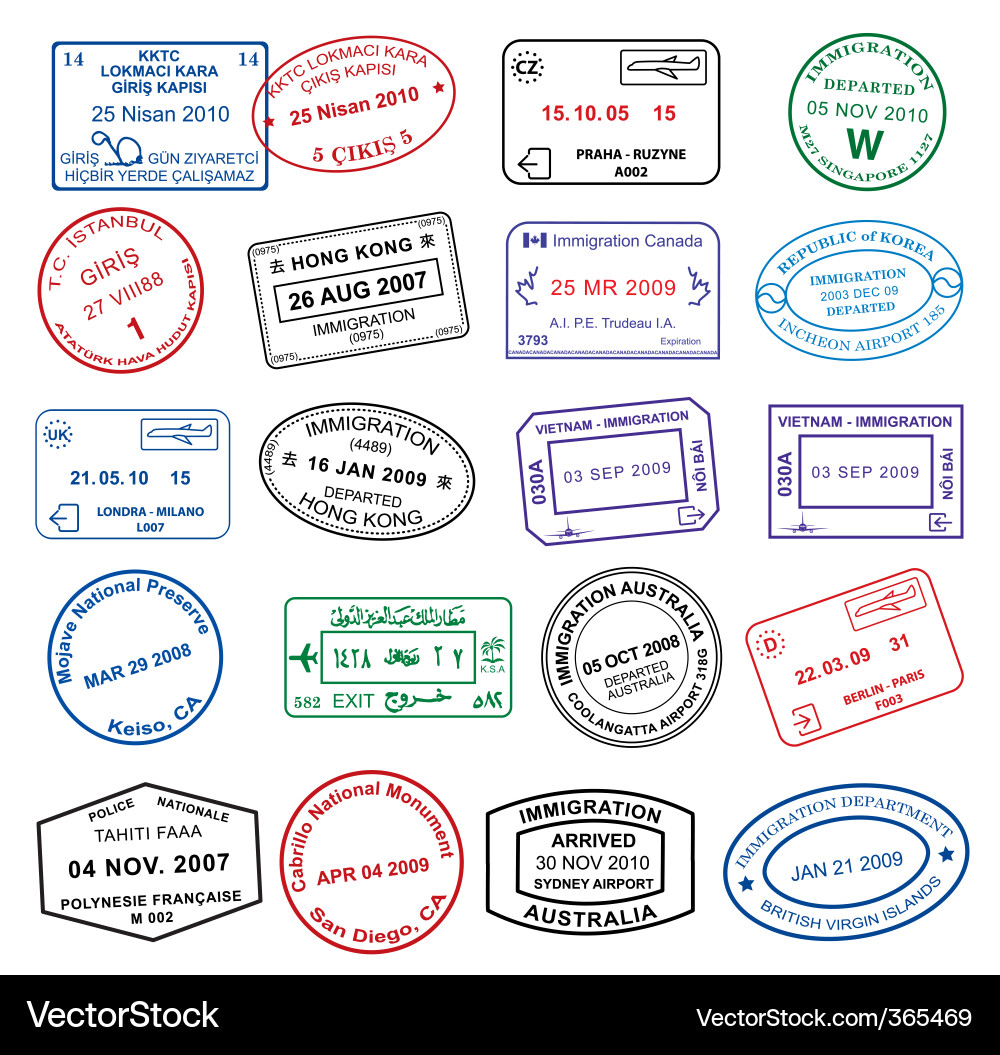 Passport Stamps Collection vector image