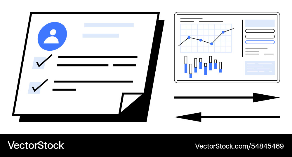 Performance review document and data analytics Performance review document and data analytics vector image