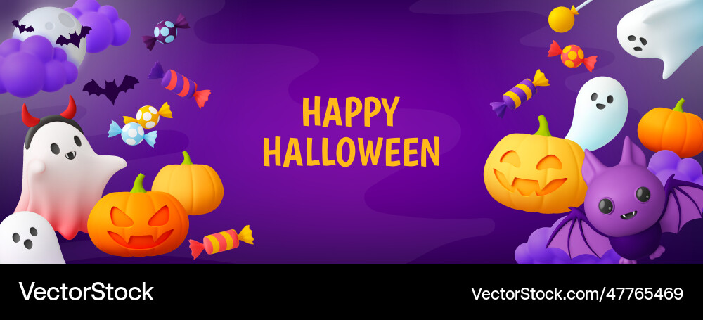 Promotion halloween Banner 3d Geist Süßigkeiten Promotion halloween Banner 3d Geist Süßigkeiten vektorbild