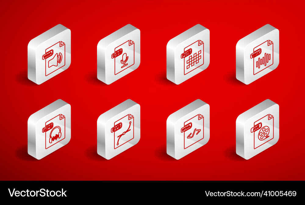 Set line avi file document ogg png wav html Set line avi file document ogg png wav html Vector Image