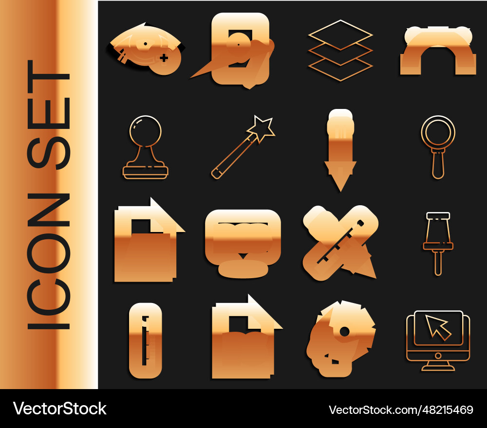 Set line computer monitor and cursor push pin Set line computer monitor and cursor push pin Vector Image