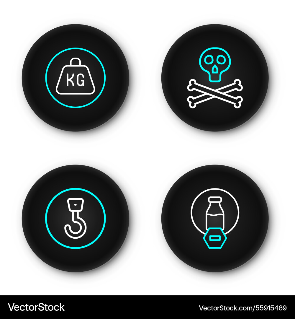 Set line lactose free industrial hook bones Vector Image