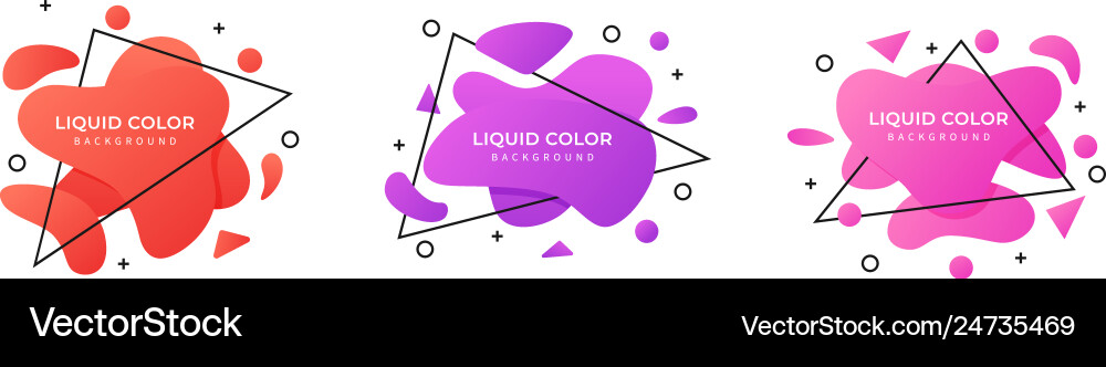 Set triangle liquid color gradient background Vector Image