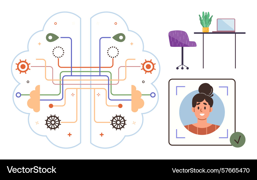 Artificial intelligence network processing Artificial intelligence network processing vector image