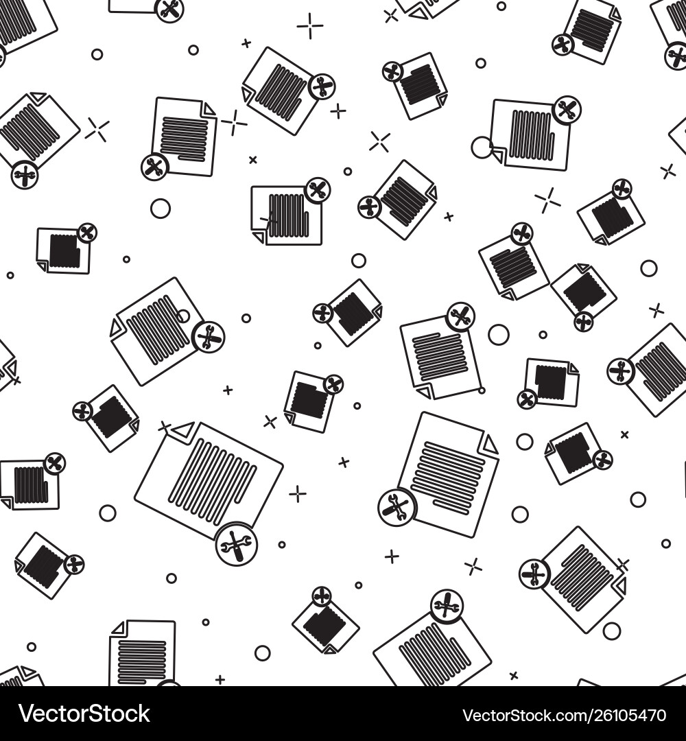 Black line file document with screwdriver Black line file document with screwdriver Vector Image