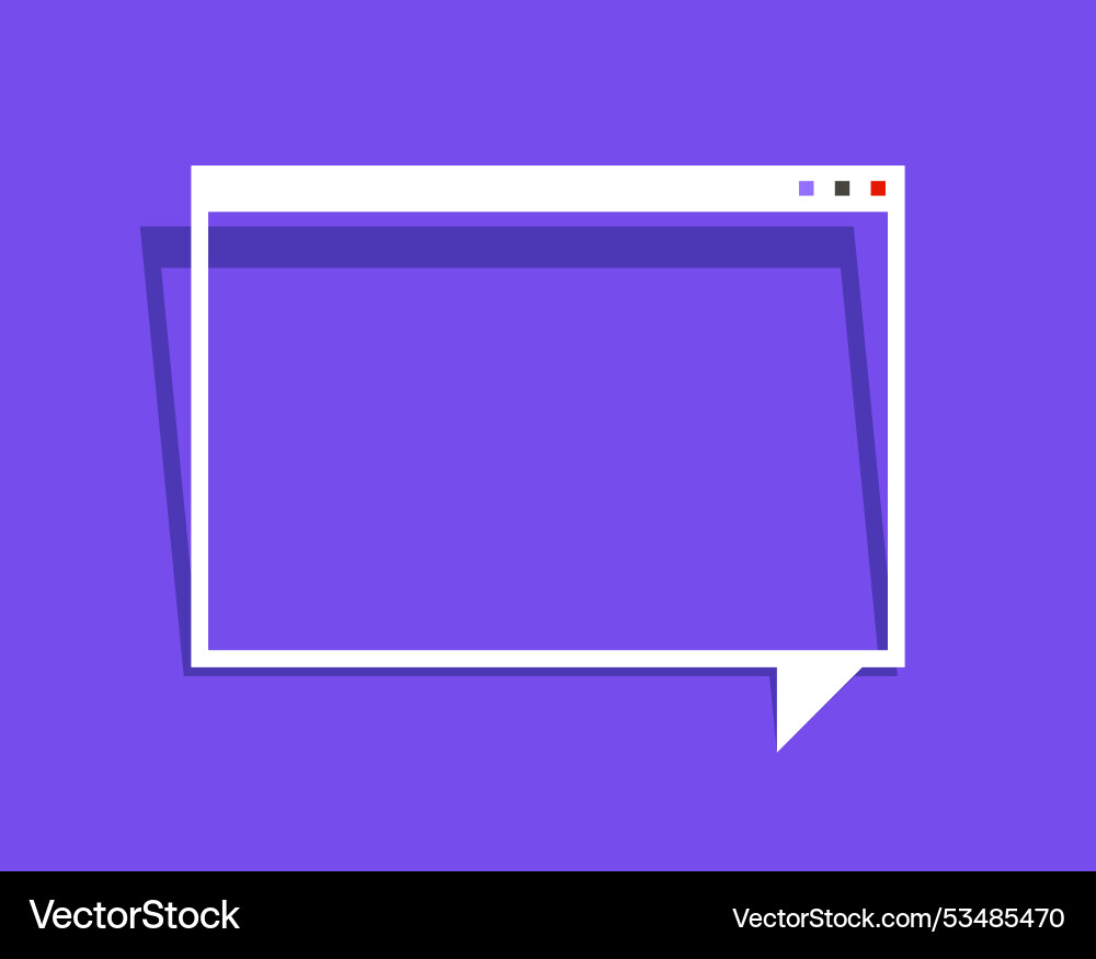Blank chat window design empty box on purple Vector Image
