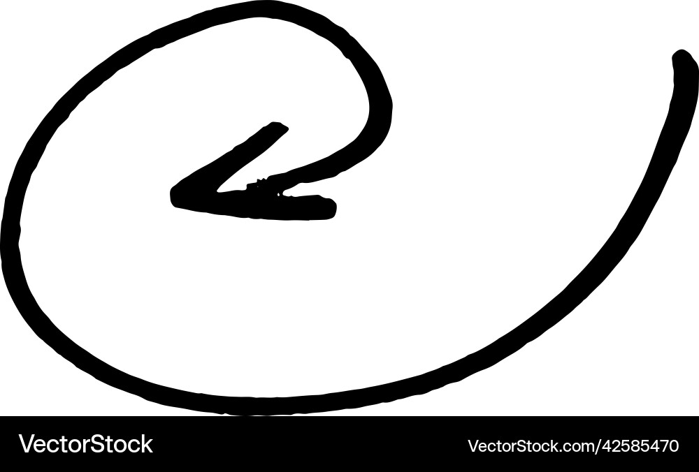 Brushstroke arrow smooth down hand drawn pointer Brushstroke arrow smooth down hand drawn pointer Vector Image
