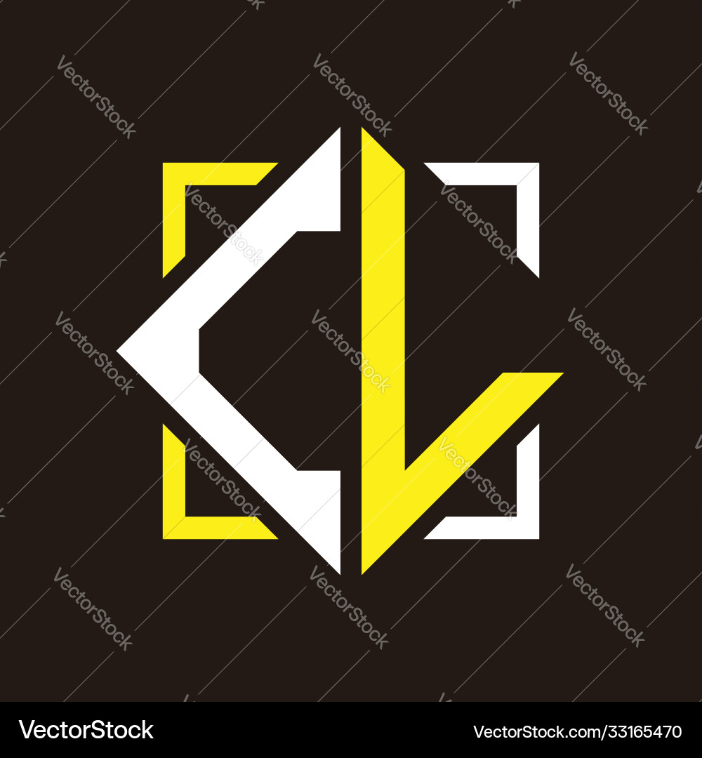 C l initials quadrangle monogram with square C l initials quadrangle monogram with square Vector Image