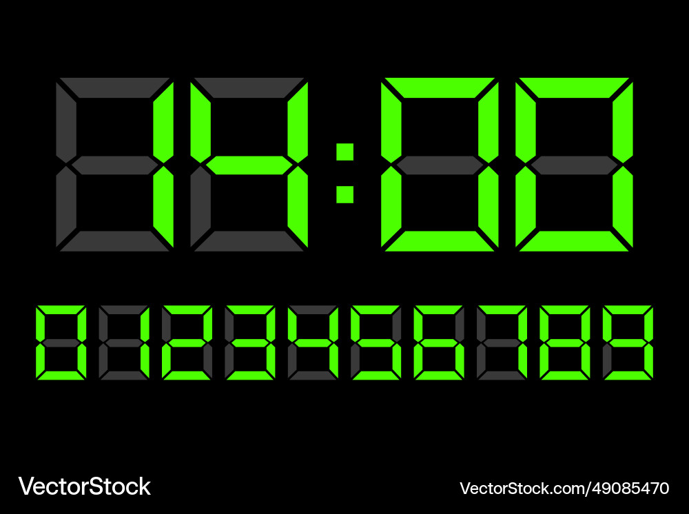 Digital clock number set eps Digital clock number set eps Vector Image