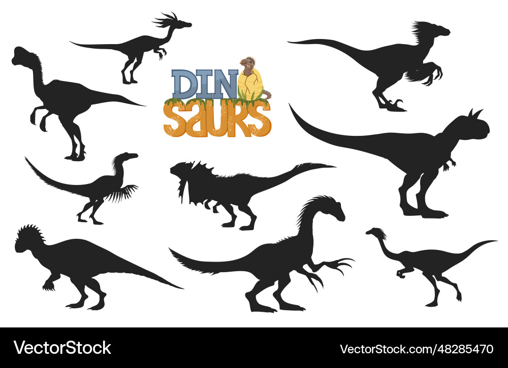 Dinosaur Silhouettes - Prehistoric Theropods Vector Image