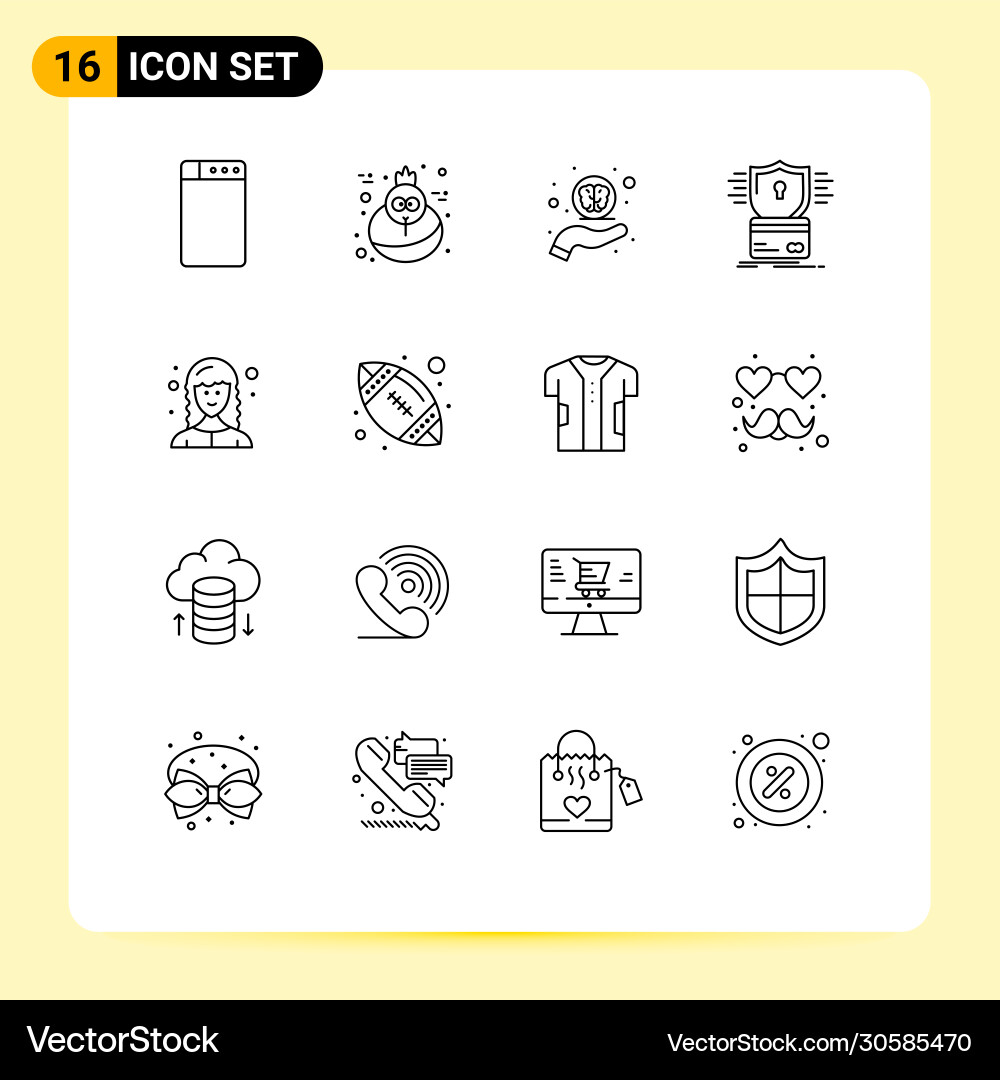 Editable line pack 16 simple outlines web Vector Image