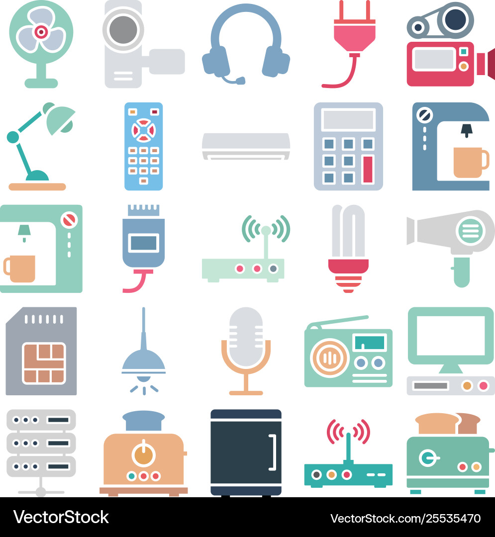 Electronics and devices isolated icons set Vector Image
