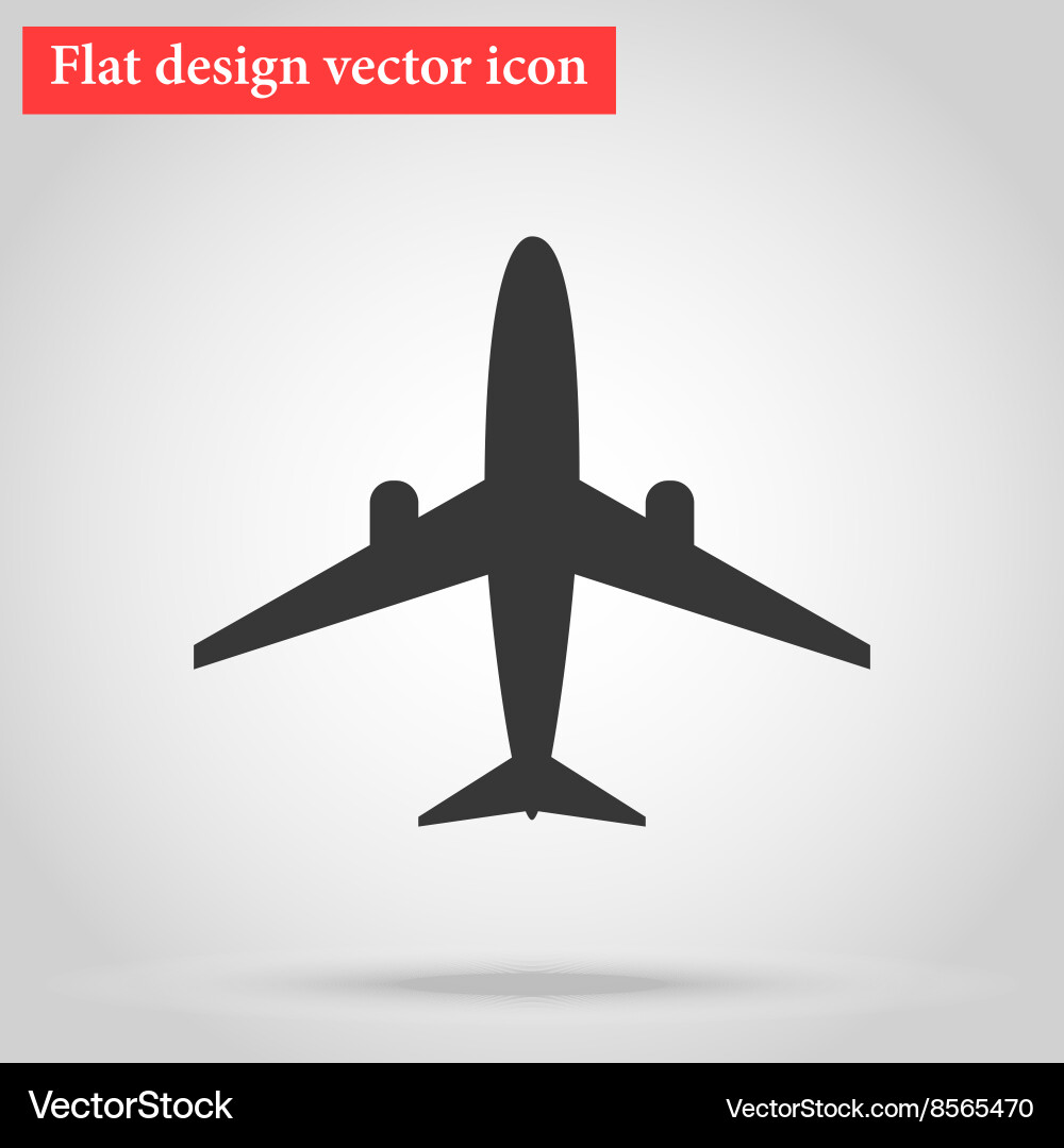 Flat design plane icon with shadow vector image