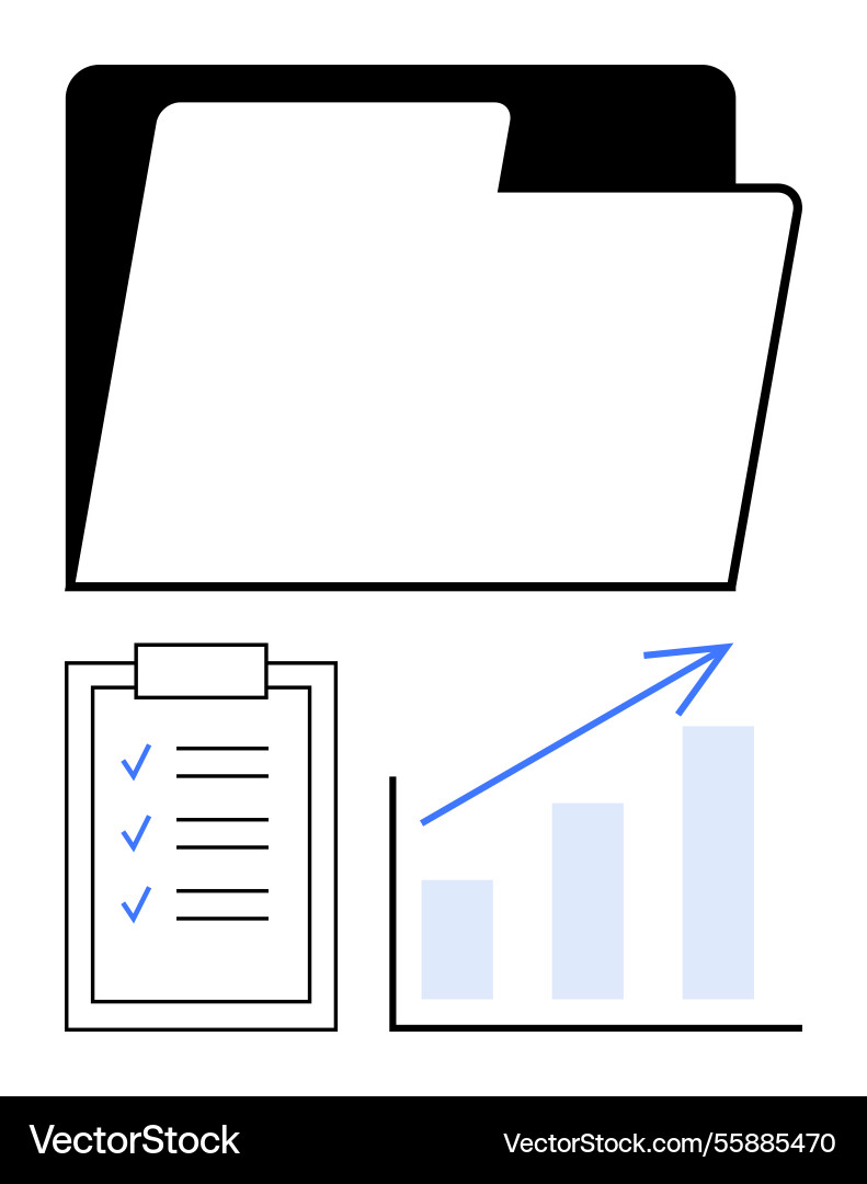 Folder checklist and bar chart representing Folder checklist and bar chart representing vector image