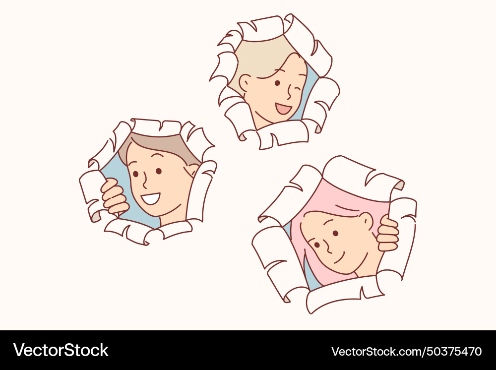 Glückliche Schulmädchen überraschen durch Peeking out Glückliche Schulmädchen überraschen durch Peeking out vektorbild