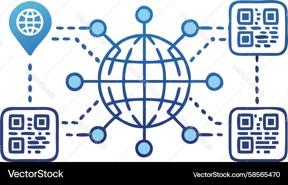 Global QR Code Network Vector Image