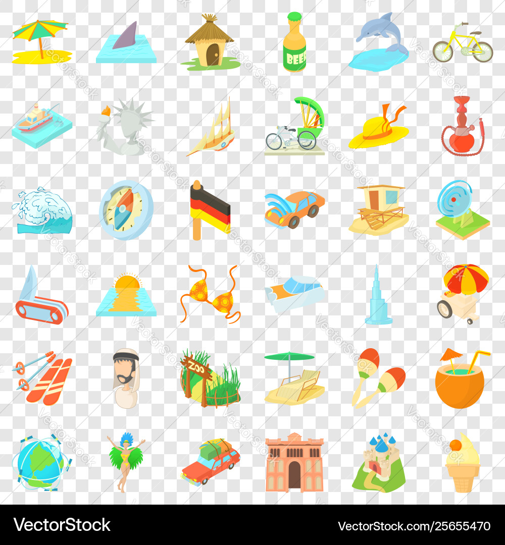 Gute Reise-Icons setzen Cartoon Stil Gute Reise-Icons setzen Cartoon Stil vektorbild