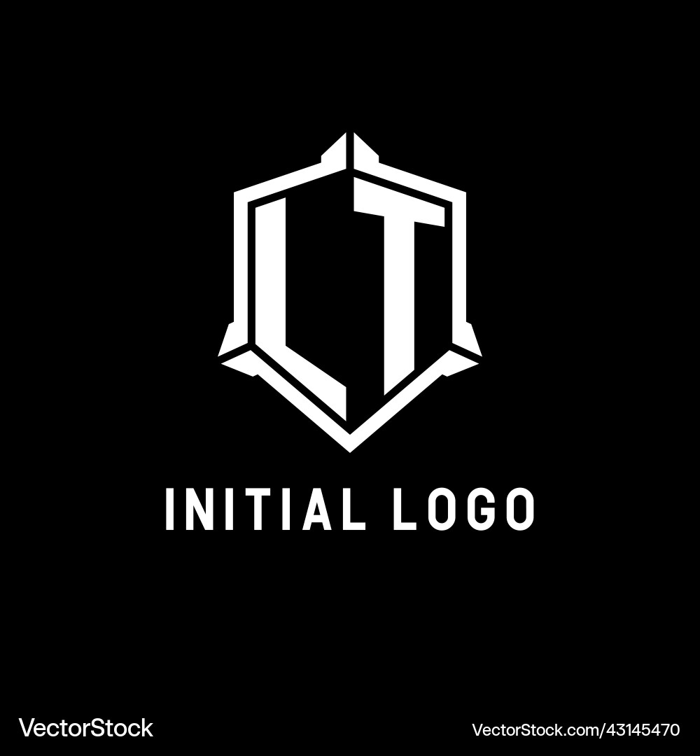 Lt logo initial with shield shape design style Lt logo initial with shield shape design style Vector Image