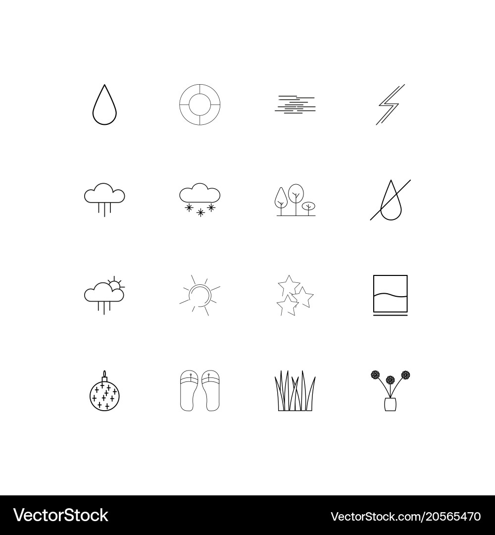 Nature simple linear icons set outlined Vector Image