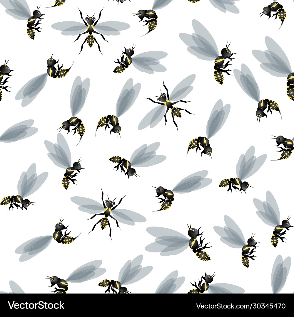 Seamless pattern with wasp in carton style Vector Image
