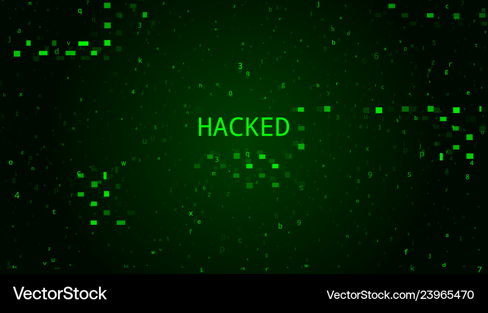 Tech dark green background cyber attack matrix Vector Image