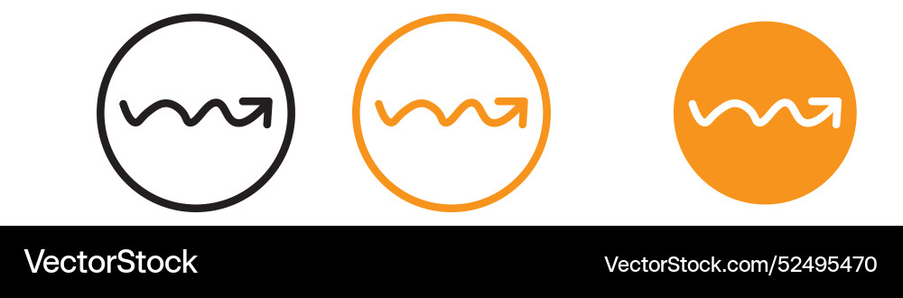 Undulating arrow icon set direction for motion Vector Image