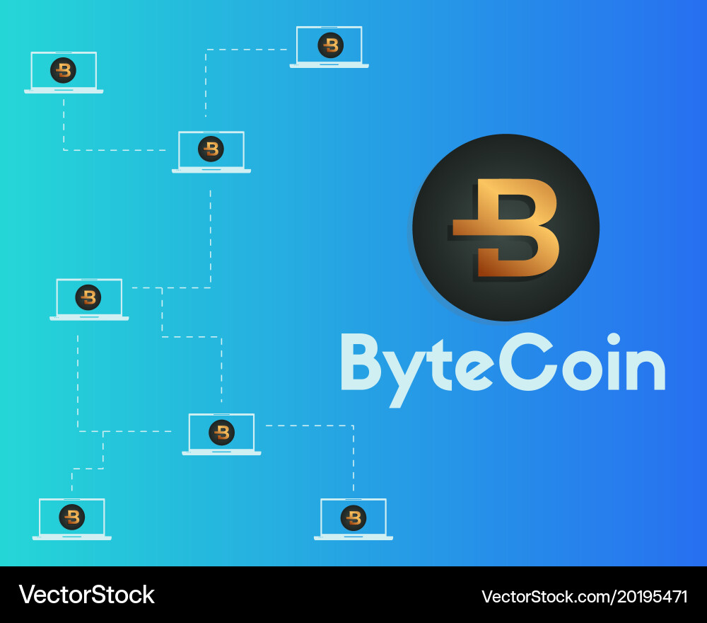 Bytecoin cryptocurrency blockchain word background Vector Image