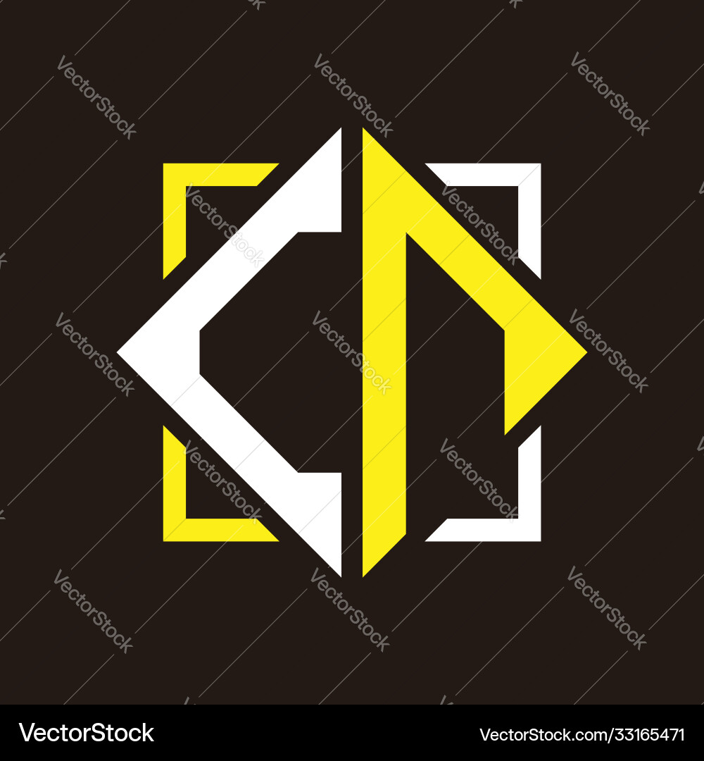 C n initials quadrangle monogram with square Vector Image