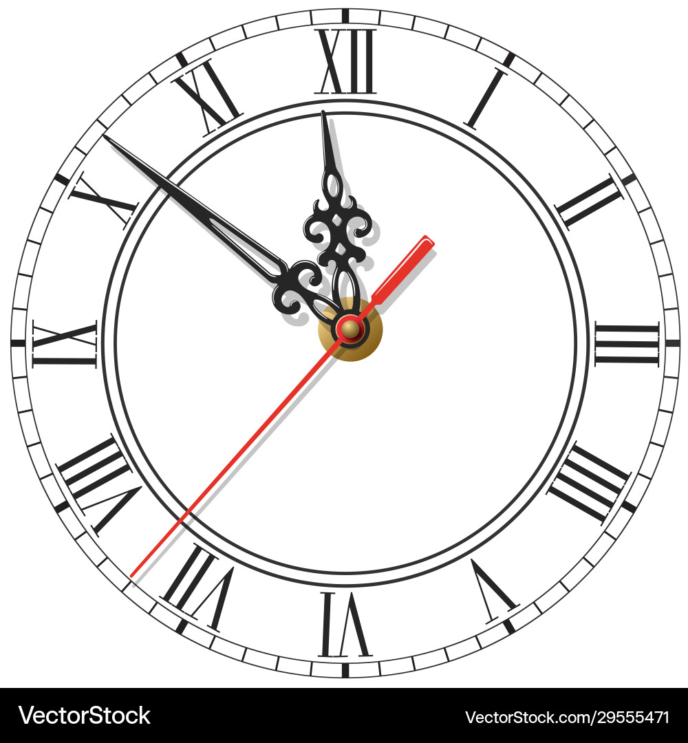 Elegant clock face with roman numerals figured Vector Image