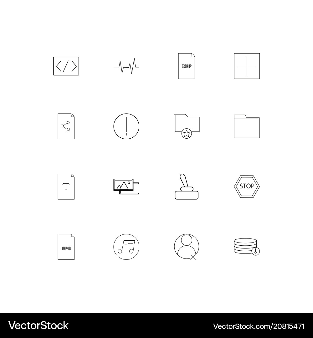 Files and folders sign linear thin icons set Vector Image