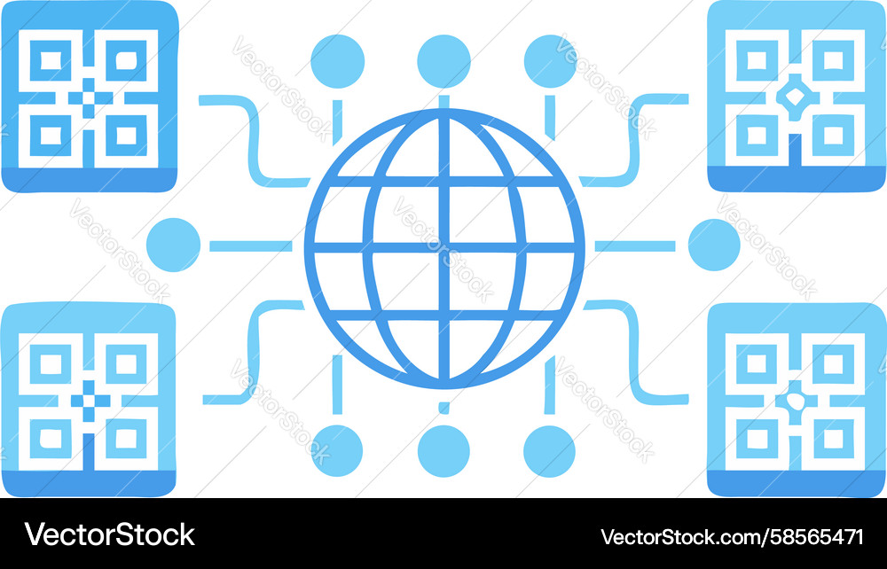 Global QR Code Network Vector Image