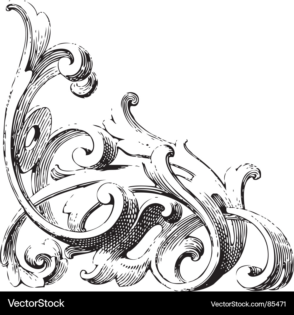 Intricate Scroll Corner vector image