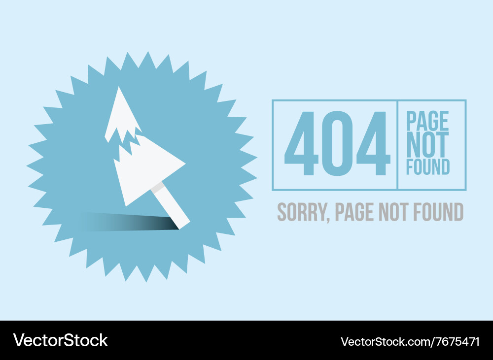 Page not found error 404 design for website Vector Image