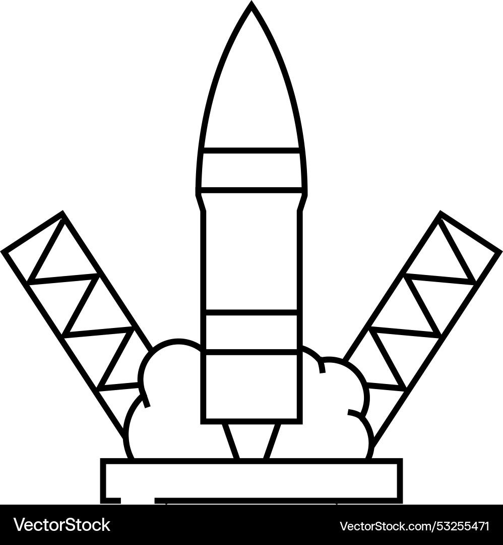 Rocket launch line icon Royalty Free Vector Image